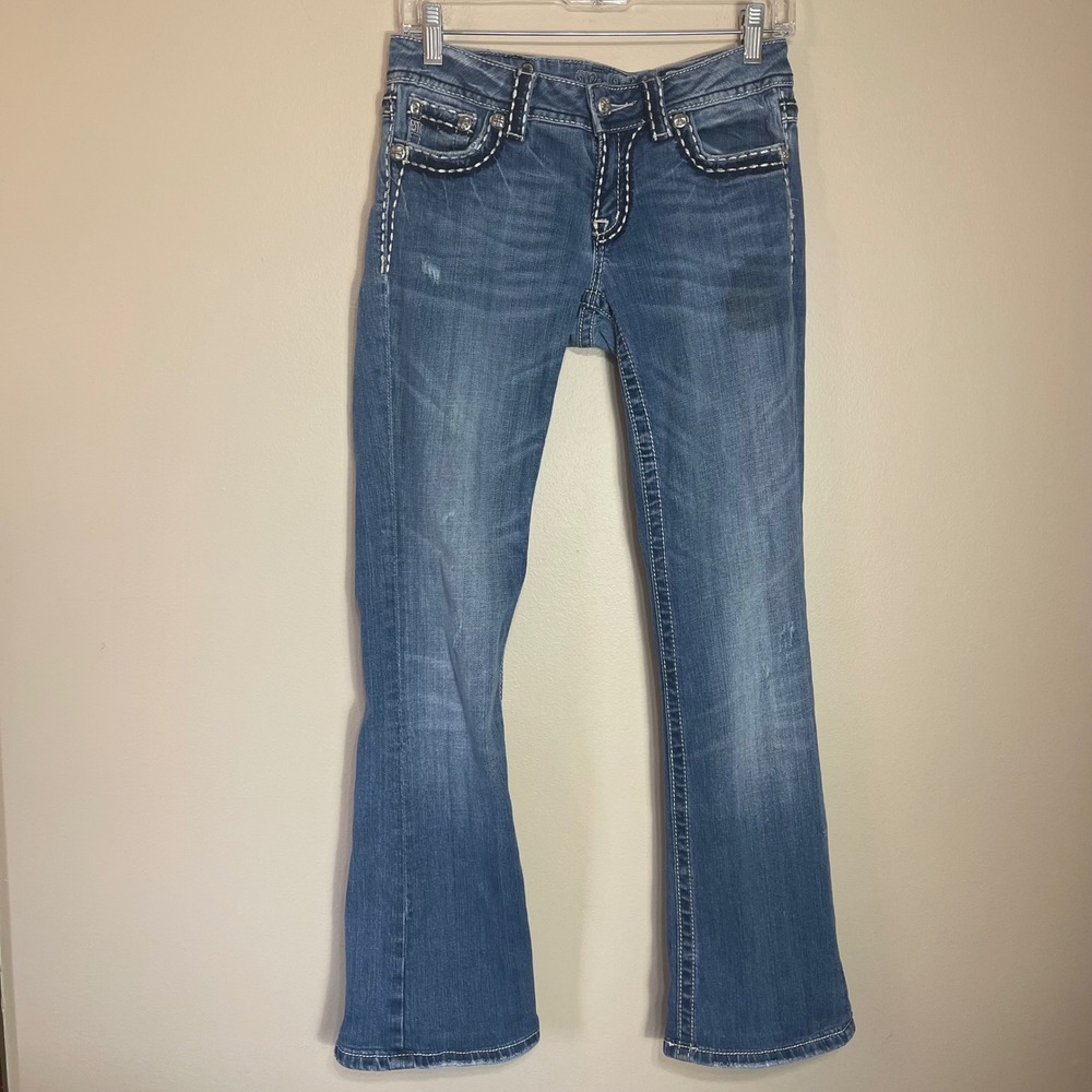 Miss Me Bootcut Jeans Size 28 Medium Wash Studdedβ Flap Pocket JP5118-2 Contrast